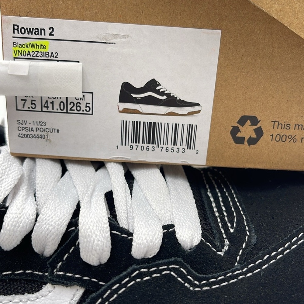 Vans Men’s Rowan 2 Black/White
VN0A2Z3IBA2 Sneakers - Picture 14 of 16